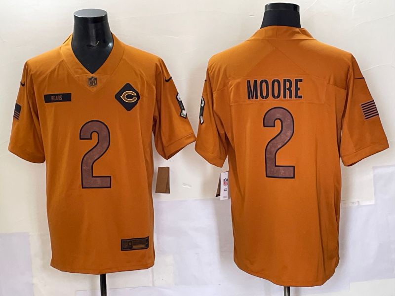 Men 2025 Chicago Bears #2 Moore Orange Nike Limited NFL Jersey style 001
